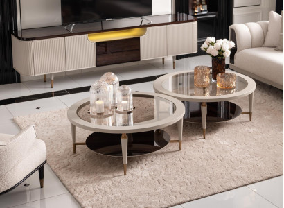 Group Coffee Tables Side Tables Set of 2 Coffee Tables Beige Wood